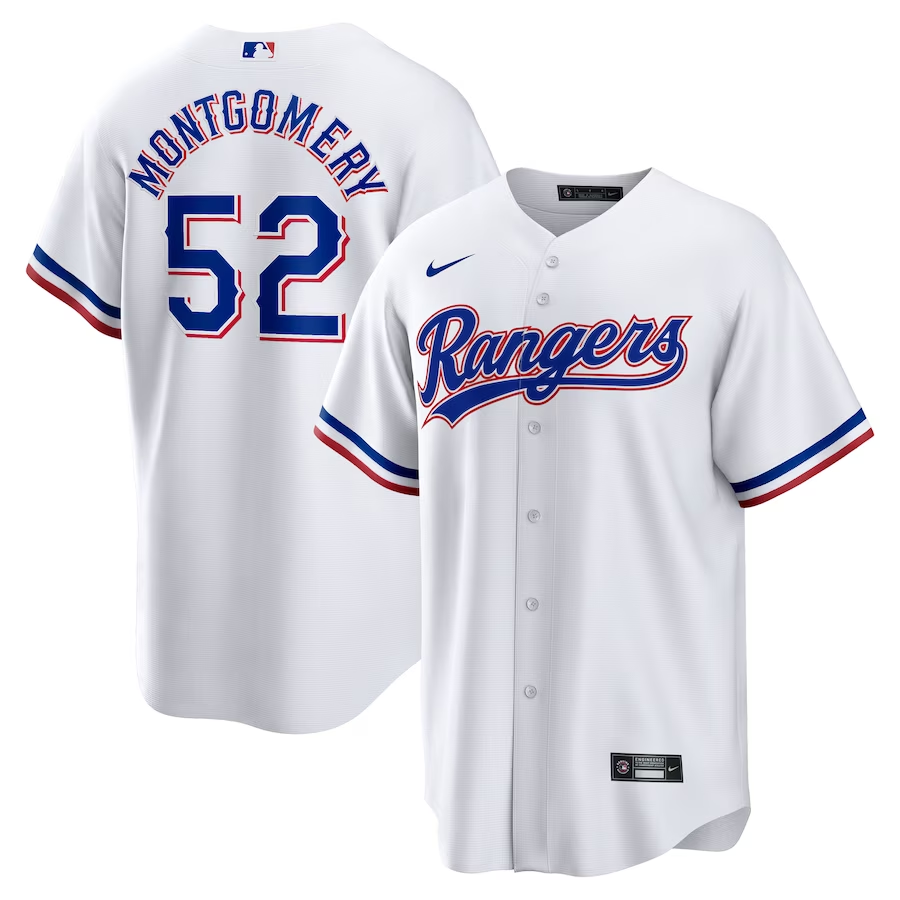 Men's Texas Rangers Jordan Montgomery #52 White Home Jersey
